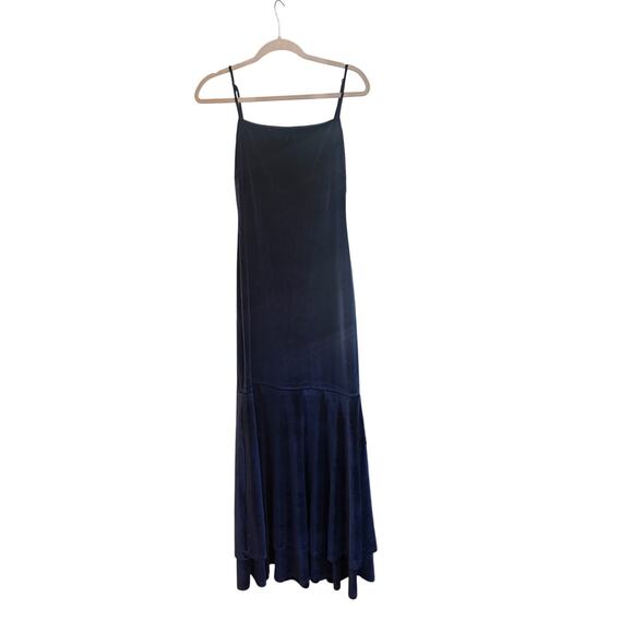 Lulu's Alluring Muse Navy Blue Velvet Tiered Trumpet Maxi Dress - Large - Picture 3 of 11